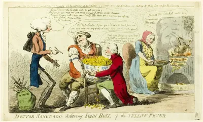 Dr. Sangrado Relieving John Bull of Yellow Fever