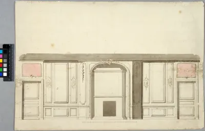 Draft for a wall with a stove in a broad niche, elevation
