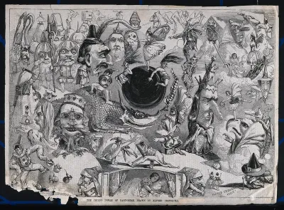 Dragons, faces of queens, kings, demons, witches and monsters