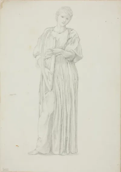 Draped Figure of Woman Playing on a Harp