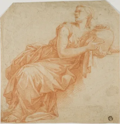 Draped Woman Holding Urn