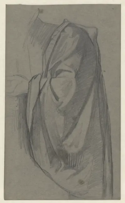 Draperiestudie van de mouw van een mantel