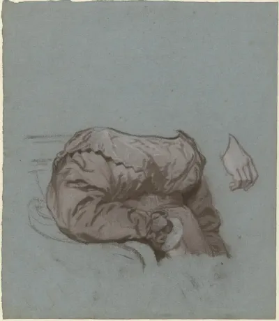 Draperiestudie voor het portret van een onbekende vrouw
