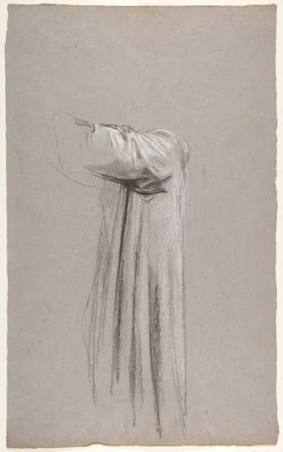 Drapery Study for a Monk (lower register; study for wall paintings in the Chapel of Saint Remi, Sainte-Clotilde, Paris, 1858)