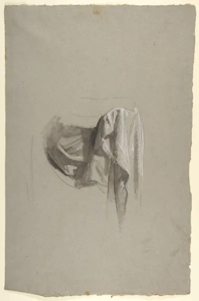 Drapery Study for Figure Holding Crown (middle register); study for wall paintings in the Chapel of Saint Remi, Sainte-Clotilde, Paris, 1858