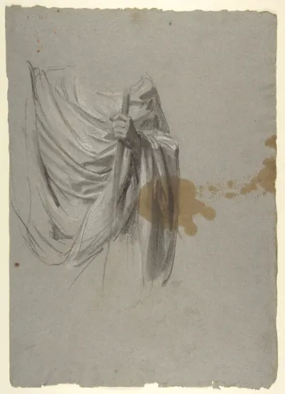 Drapery Study for Saint Remi (middle register; study for wall paintings in the Chapel of Saint Remi, Sainte-Clotilde, Paris, 1858)