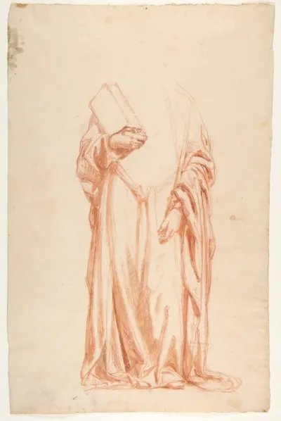 Drapery Study for Sainte-Clotilde (upper register; study for wall paintings in the Chapel of Saint Remi, Sainte-Clotilde, Paris, 1858)