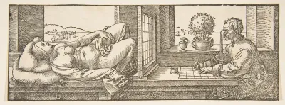 Draughtsman Making a Perspective Drawing of a Reclining Woman