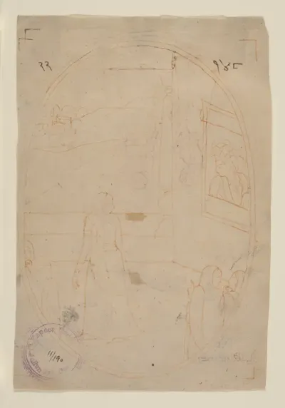 Drawing for an Illustration from a Sat Sai of Bihari Lal Series: The Message of the Eyes (recto); Lady in Search of Her Lover on a Dark Night (verso)