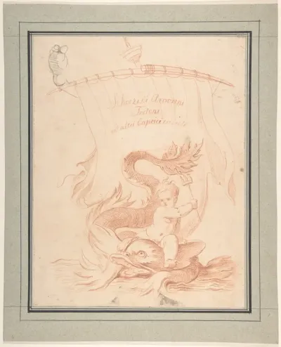 Drawing for Title-Page with Amorini Riding a Dolphin