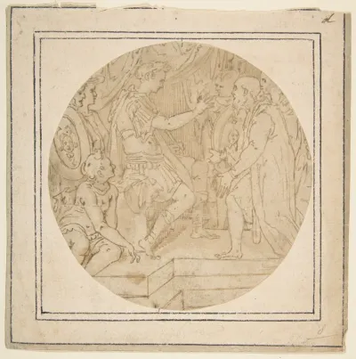 Drawing of a Roman Emperor Receiving a Petition