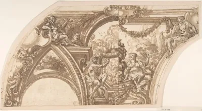 Drawing Showing Two Alternate Designs for a Cove Decoration