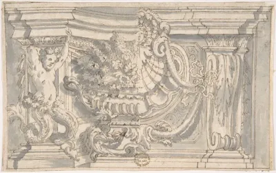 Drawing Showing Two Alternate Designs for an Ornamental Niche or Panel