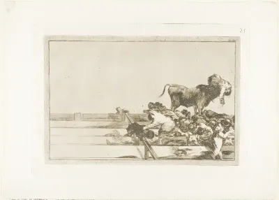 Dreadful events in the front rows of the ring at Madrid, and death of the mayor of Torrejón, plate 21 from The Art of Bullfighting