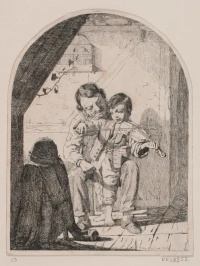 Drengen lærer at spille violin