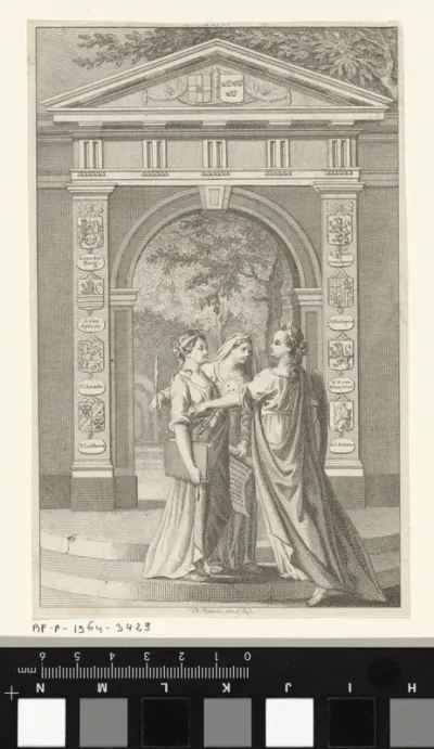 Drie allegorische figuren voor een poort