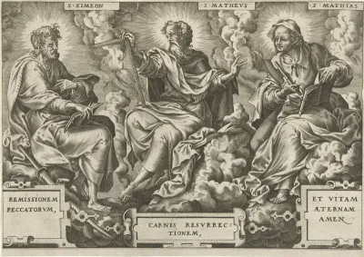 Drie apostelen Simon Zelotes, Matteüs en Mattias