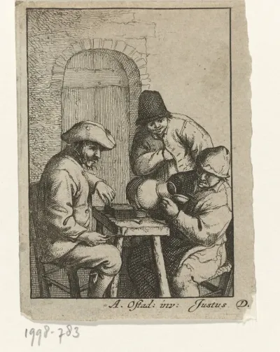 Drie boeren aan tafel