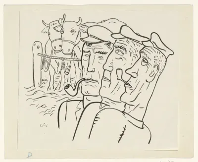 Drie boeren en twee koeien