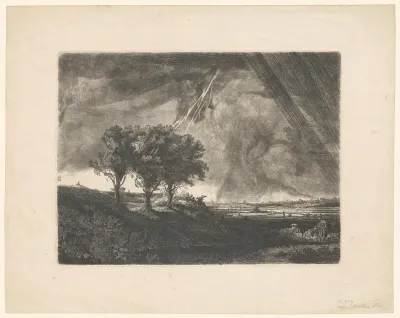 Drie bomen met bliksemschicht