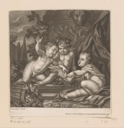 Drie cupido's met een vogel