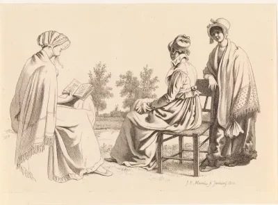 Drie dames in een landschap
