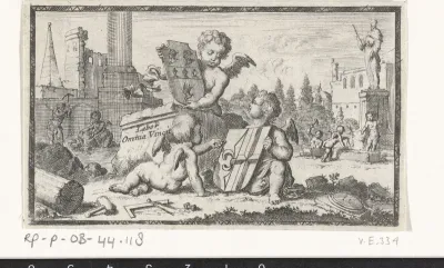 Drie engelen met de wapenschilden van Nicolaes Witsen en Johannes Hudde
