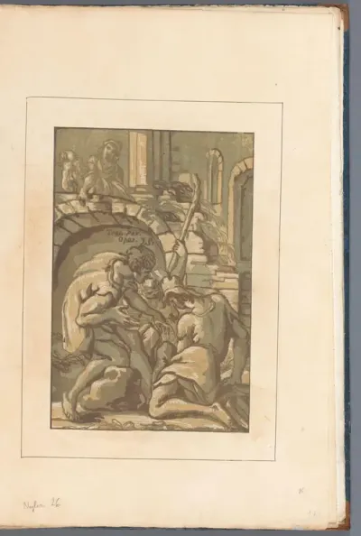 Drie figuren bij een boog