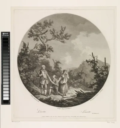 Drie figuren in een wijngaard