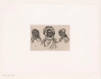 Drie figuren met een hoofddoek