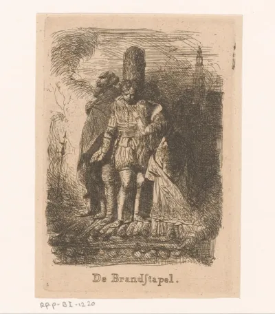 Drie figuren op de brandstapel