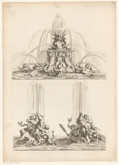Drie fonteinen met putti