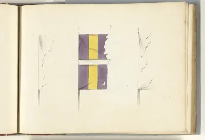Drie Franse vaandels in flarden, veroverd bij Dendermonde, 1706