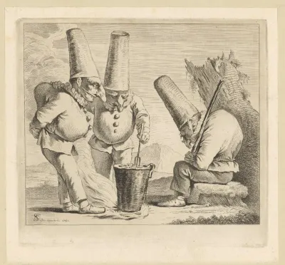 Drie gebochelde potsenmakers