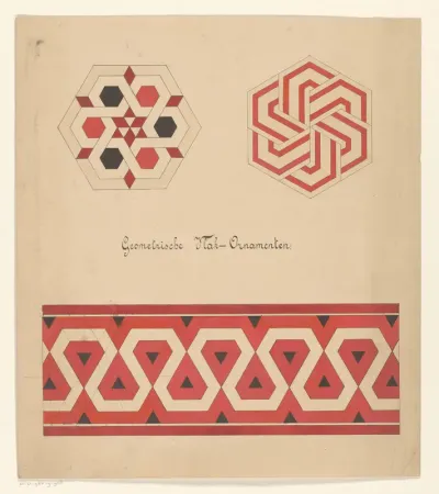 Drie geometrische vlakornamenten