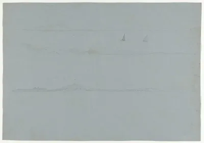 Drie gezichten op de kust bij Ischia en Gaeta, op één blad