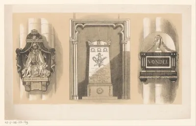 Drie grafmonumenten in de Nieuwe Kerk Amsterdam