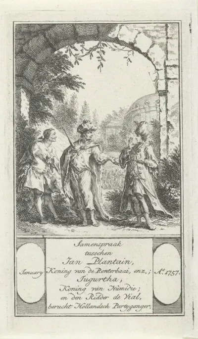 Drie historische figuren in gesprek