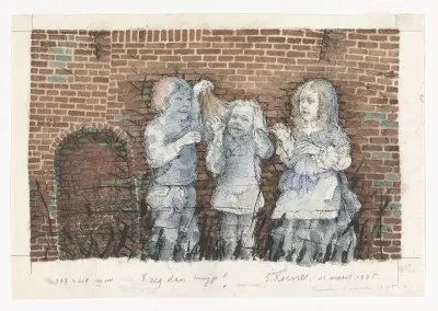 Drie kinderen, haar knippen