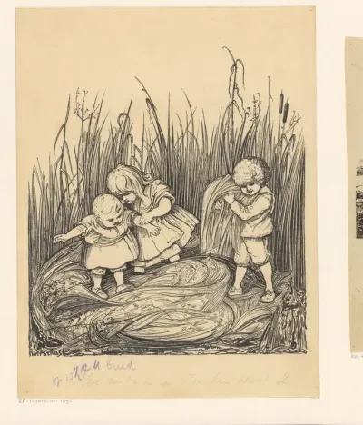 Drie kinderen in het riet