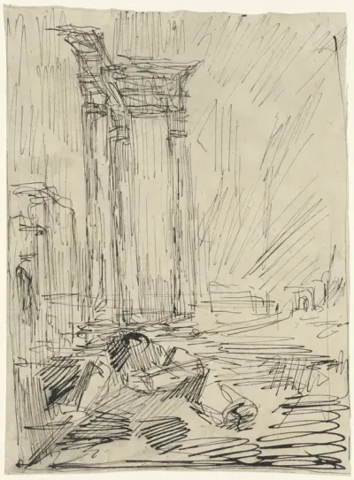 Drie klasieke zuilen op het Forum Romanum