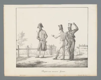 Drie mannelijke militairen in gesprek