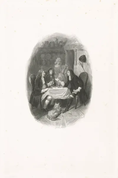 Drie mannen aan een tafel