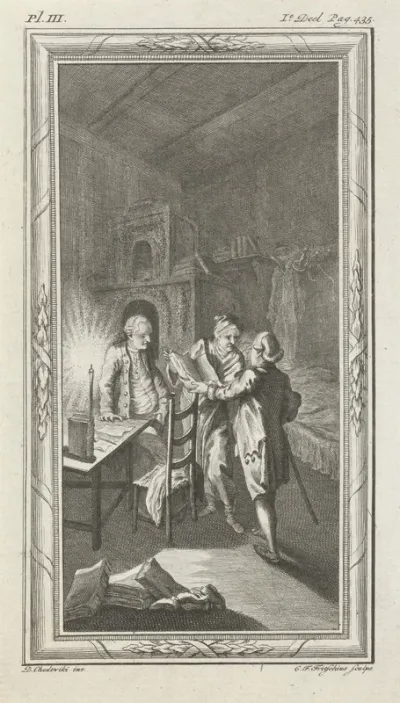 Drie mannen in een vertrek