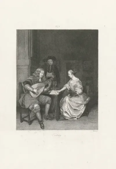 Drie musicerende personen in een interieur