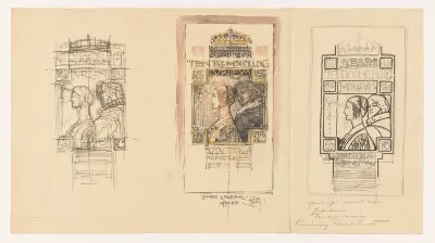 Drie ontwerpen voor affiches voor de tentoonstelling van Vereniging Rembrandt