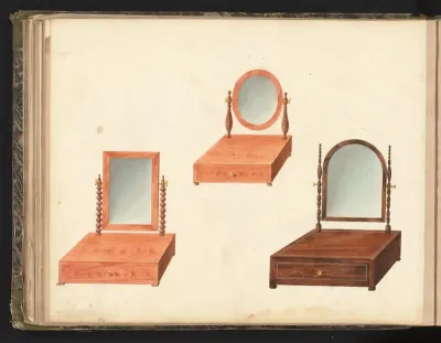 Drie ontwerpen voor toiletspiegels