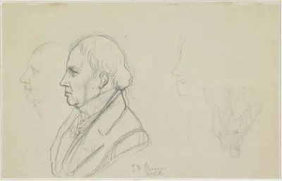 Drie profielschetsen van Jan Willem Pieneman