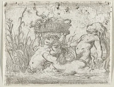 Drie putti in het water