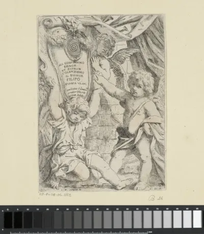 Drie putti met het wapen van kardinaal Filippo Guastavillani